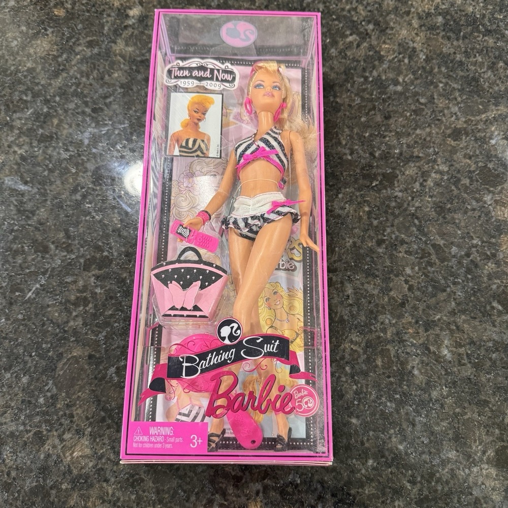 Barbie Then Now 1959-2009 Bathing Suit Zebra Pink Bikini 50th